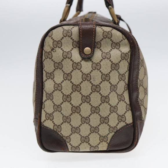 GUCCI GG Supreme Web Sherry Line Boston Bag PVC Beige Red Green Auth 84232 - Picture 3 of 16